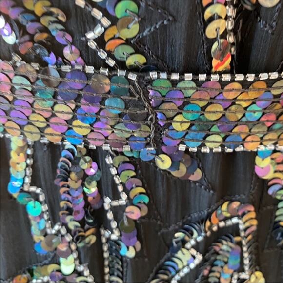 Vintage Cocktail Dress Medium Silk Beaded 80s 20s Semi Formal Party RARE MCM - Picture 14 of 17